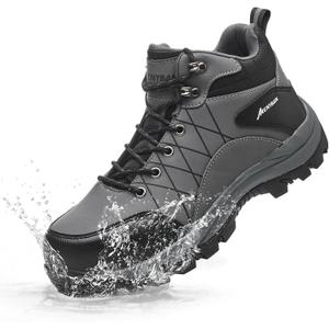 Steel Toe Boots for Men Waterproof Wide Width Slip Resistant Safety Toe Sneakers Puncture Proof Durable Construction Work Shoes for Outdoor Industrial Use (Grey-W-47)