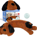 Puppy Heartbeat Toy for Separation Anxiety Relief, Heartbeat Stuffed Animal Anxiety Calming Behavioral Aid Plush Toy for Dogs Cats Pets (brown dog)