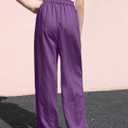 SANGTREE Girls & Woman Wide Leg Pants Lightweight Casual Elastic High Waist Straight Leg Loose Trousers,4 Years - Woman 2XL (Purple)
