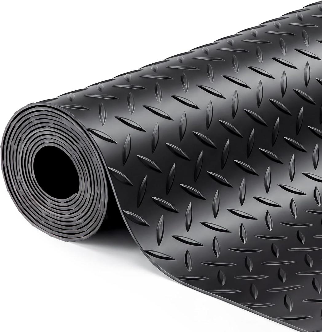 SEAL 4 x 10 FT Premium Garage Floor Mat, Solid 2.8mm Thick Lay-Flat Black Commercial Grade Heavy Duty Parking Mat for Golf Cart, Workbench, ATV, Water/Stain Resistant Runner