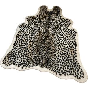 Leopard Print Area Rug, Faux Cheetah Print Rug Soft Plush Animal Skin Pattern Faux Fur Rug for Living Room, Bedroom, Home Decor 39 x 37 Inches