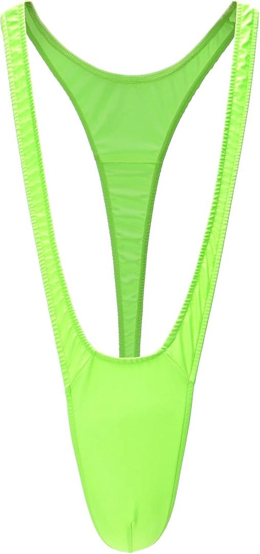 FreeNFond Christmas Gag Gift Reindeer Mankini Men Thong Underwear with Bells for White Elephant Exchange Gifts Valentine's, Lightgreen 