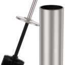 Stain Nickel Toilet Brush and HolderExtra Long Handled Toilet Brush for BathroomStainless Steel Heavy Duty Toilet Bowl Brush,Removable Inner Bowl,Deep Cleaning Dense Bristles Brush -Space Saving