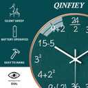 QINFIEY 12 Inch Math Wall Clock Silent Non Ticking Movement Quality Quartz Wall Clock for Office Classroom/School/Home/Kitchen/Living Room Wall Decorations (Green)