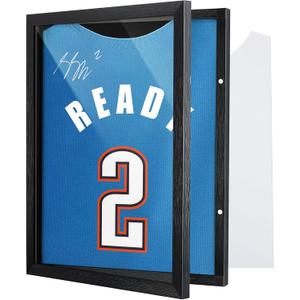 1 Pack T Shirt Display Frame, Bigger 18" x 14" Shadow Box Black T Shirt Frame with 98% UV Protection Acrylic, 1" Depth of Usable Space Shadow Box, Display Case for Shirts, Jerseys, Memorabilia