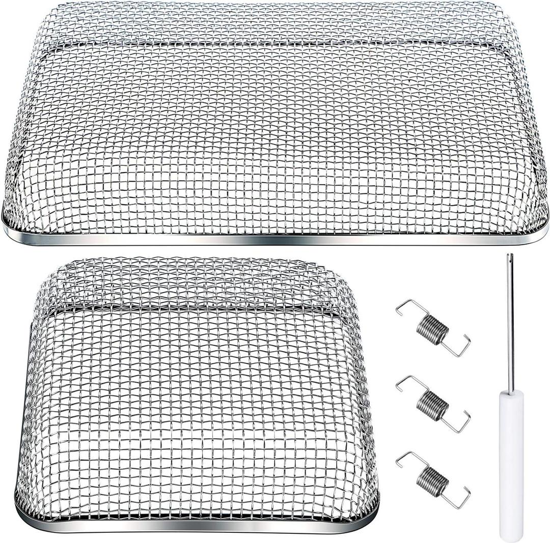 2 Pieces Flying Insect Screen RV Furnace Vent Cover (4.5 x 4.5 Inch)(8.5 x 6 Inch) Stainless Steel Mesh with Installation Tool