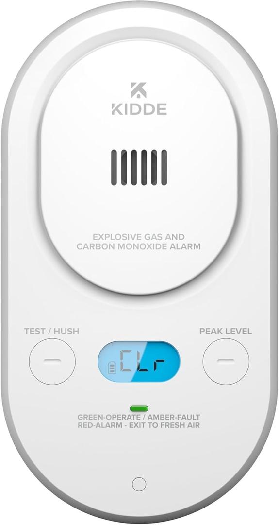 Kidde Carbon Monoxide + Explosive Gas, Natural Gas & Propane Alarm, Plug-in with AA Battery Backup, Digital Backlit Display, 85 dB Alarm, Rotating Plug, LED Status Indicators, 5th Edition, COPDLG