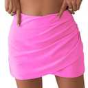 ZAFUL Women's Swim Skirts High Waisted Bikini Bottom Tummy Control Ruched Tankini Swimsuit Skort,
Pink L
