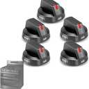 Upgraded DG64-00473B Stove Knobs Replacements for Samsung, Gas Oven Stove Knobs for NX58M6850SG NX58H5600SS, etc, Metal Core & Black Stainless Steel Burner Control Dial Knobs,5 Pack(Not Universal)