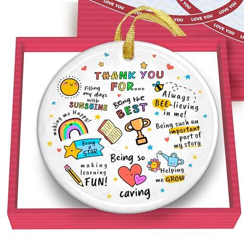 GOSSBY Thank You Christmas Ornament - Thank You Gift for Women - Christmas, Appreciation Gift for Teacher, Coworker, Friend, Boss - Ceramic Xmas Decoration Idea,2 pcs