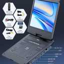 WONNIE 16.9" Portable Blu-ray Player with 14.1" 1080P Full HD Large Swivel Screen, Blu-ray DVD Player with HDMI Out & AV Out, 4-5 Hours Rechargeable Battery, Support USB/Micro SD Card