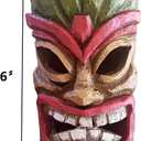 2 x Tiki Head Solar Statue Light for Garden Decor and Bar Decoration (Red)