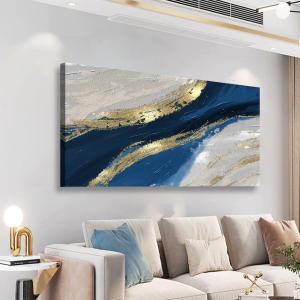 Golden Abstract Wall Art Bedroom Wall Decor Living Room,Blue Canvas Wall Art Office Farmhouse Paintings Artwork Modern Blue White Boho Wall Art Prints Pictures 20 * 40inch (40L" x 20W", Golden Blue Abstract)