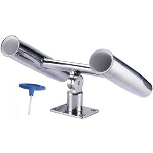 NovelBee 2 Tube Tournament Style Rod Holders with A Flat Mount Pad and Wrench,Deck Mounted Fishing Rod Holders,Stainless Steel Adjustable Degree Rod Holders for Boat NovelBee 2 Tube Tournament Style Rod Holders with A Flat Mount Pad and Wrench,Deck Mounted Fishing Rod Holders,Stainless Steel Adjustable Degree Rod Holders for Boat
