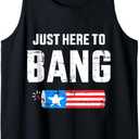 Funny 4th of July just here to bang with firecracker Tank Top (Small, Black)