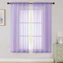 Sheer Lavender Curtains for Bedroom Living Room 63 Inch Length 2 Panels, Airy Soft Light Filtering Sheer Dining Room Curtains, Modern Rod Pocket Drapes, Lavender, Each 42" Wx63 L Inches