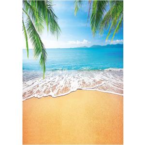Allenjoy 5x7ft Tropical Beach Background Palm Leaves Ocean Island Seaside Scene Summer Wedding Photography Backdrop Baby Birthday Bridal Shower Party Decoration Banner Photo Booth Props Yellow