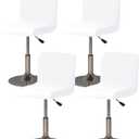 Gollense Bar Stool Covers Set of 4 Stretch Pub Counter Stool Chair Covers with Backs, Washable Square Swivel Barstool Seat Slipcover with Elastic Bottom for Low Short Back Dining Chair (White)