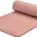 Retrospec Solana Yoga Mat Thick 1/2in Non-Slip Workout Mat with Nylon Strap - 72x24in Exercise Mat for Pilates, Stretching & Fitness - BPA Free, Easy Clean (Rose)