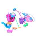 E-TING Miniature Mop Dust Pan, Brush, Broom, Plastic Bucket Doll Housework Cleaning Supplies Tools Set Dollhouse Furniture Decoration Accessories for 7-11.5 inch Dolls Accessories, Multicolored