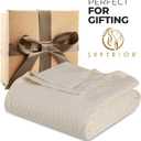 Superior Diamond Weave All-Season Cotton Blanket, Cover for Home, Couch, Bed, Soft, Warm Blankets, Boho Aesthetic, Comfy, Cozy, and Cute Covers, Decorative Bedding Essentials, Throw Size, Ivory