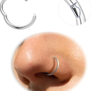 BodyBonita 2nd Gen Locking Hinged Nose Rings Hoops - 316L Surgical Steel 18G Septum Lip Rings Conch Piercing Jewelry 8mm One