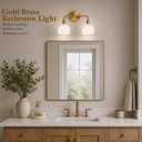 2-Light Gold Brass Bathroom Light Fixture,Wall Sconces,Brushed Gold Vanlity Light Over Mirror,Bathroom Vanity Light with White Glass Flower Shade,E26 Socket(Bulbs Not Included)