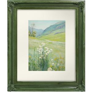 SIMON'S SHOP 8x10 Picture Frame with Mat, Vintage Picture Frames for Wall and Tabletop, Distressed Green Picture Frames 8x10 Matted to 5x7 Image