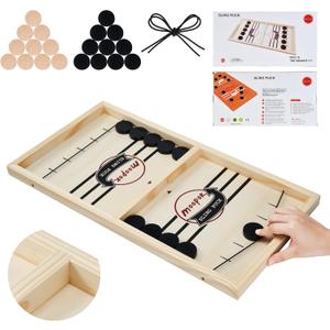 Fast Sling Puck Game - Fast Action Super Foosball Table Desktop Battle Slingshot Wooden Air Hockey Board Game, Fun for Family Game Night or Friends Party (Large) Fast Sling Puck Game - Fast Action Super Foosball Table Desktop Battle Slingshot Wooden Air Hockey Board Game, Fun for Family Game Night or Friends Party (Large)