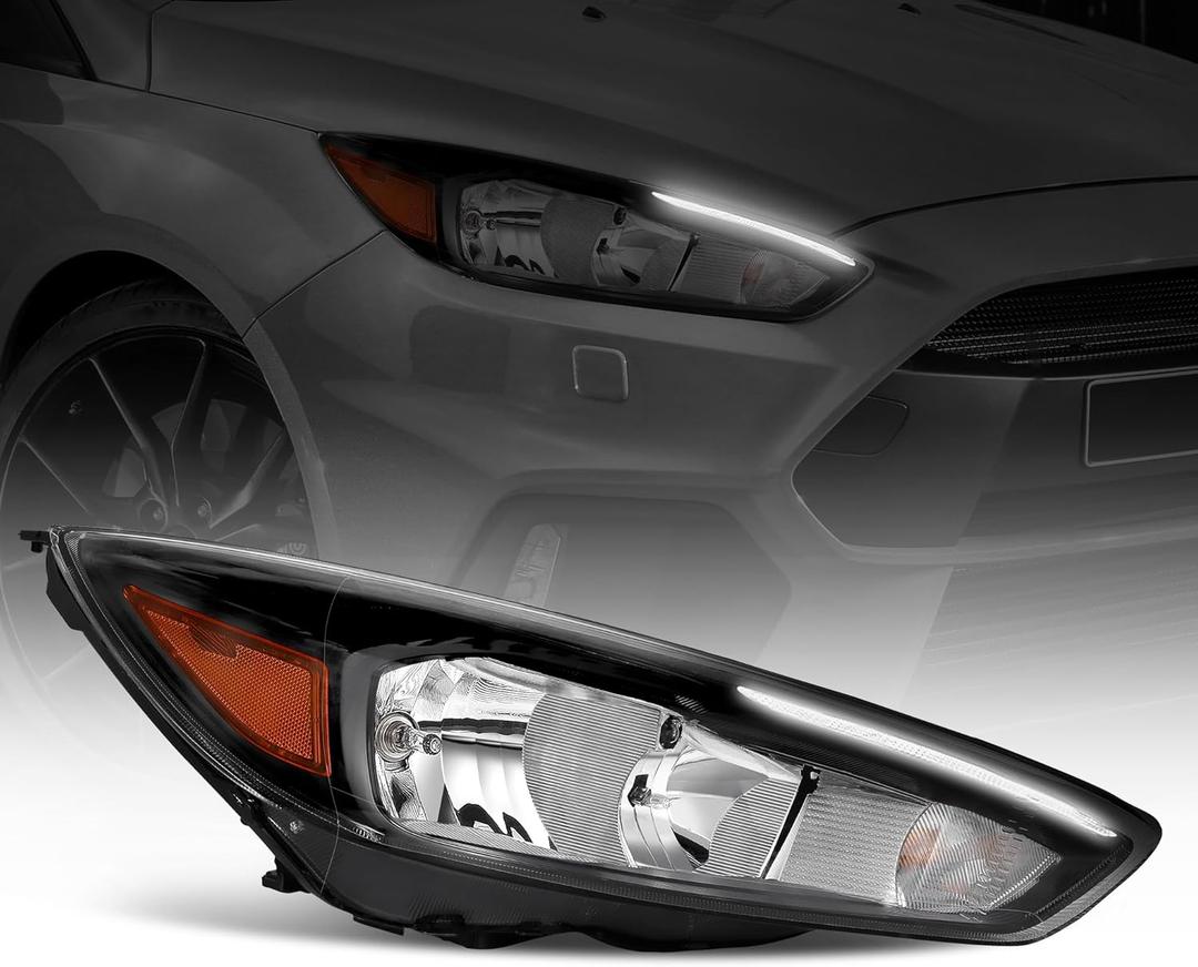 Halogen Headlight Assembly Daytime Running Light Fit For 2015 2016 2017 2018 Ford Focus ST/SE/S 4 - Door 2015-2018 Ford Focus Right Side