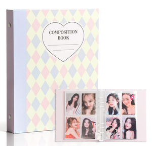 Kpop Photocard Binder, 6 Ring Photocard Holder Collector Album with 240 Card Slots, 30 Double-Sided Photocard Sleeves, A5 Binder for Organizing K-pop Trading Cards (Purple square grid)