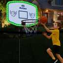 Solar Trampoline Basketball Hoop with LED Lights, Fits for Diameter 25mm - 32mm Straight & Curved Pole, Universal Trampoline Basketball Hoop Attachment with Mini Ball and Pump for Indoor & Outdoor