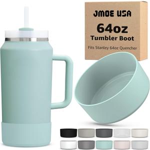 Jmoe USA Boot for 64oz Stanley Quencher H2.0 FlowState Tumbler With Handle | BPA Free Silicone | Sleeve Protector for Bottom of Cup | Protects Against Dents & Scratches (Seafoam)