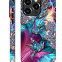 for iPhone 16 Pro Max Case with 2-in-1 Glossy All Inclusive Anti Fall Doublelayer Protection Soft TPU+PC Back Pattern Case Compatible with iPhone 16 Pro Max 6.7inch for Women Diamond Bird