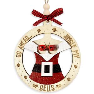 Funny Christmas Ornaments 2025, Dirty Santa Gifts for Adults Couple, Wooden Naughty Christmas Ornaments as Gag Gifts for Men, White Elephant Gift for Him, Fun Jingle My Bells Ornament Hanging Decor