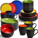 MIAMIO  Service for 6 Dishware Set/Stoneware Dinnerware Set  Including Plates, Bowls and Mugs  Microwave & Dishwasher Safe  Le PaPillon Collection (Mixed, 30-Pieces)