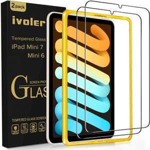 ivoler 2 Pack Tempered Glass for iPad Mini 7 8.3" 2024 (A17 Pro)/iPad Mini 6 8.3" 2021 with [Alignment Frame] Screen Protector, Compatible with Face ID&Apple Pencil for iPad Mini 6th/7th Generation (Clear)