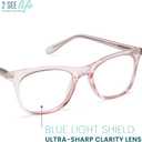 2SeeLife Blue Light Reading Glasses for Women  Small-Medium Fit, Sturdy Frame, Spring Hinges, Premium Readers, Pink, +2.25