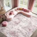 5x7 Area Living Room Rugs - Washable Neutral Modern Abstract Soft Thin Large Rug Indoor Floor No Slip Rug Carpet for Bedroom Under Dining Table Home Office Decor - Pink