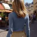 Neer 4 Pack Women's Ribbed Long Sleeve Shirts, Cotton Crew Neck Slim Fit Tops Stretch Knit Casual Base Layer Basic Tee Shirts (Black, White, Dark Khaki, Light Haze Blue)