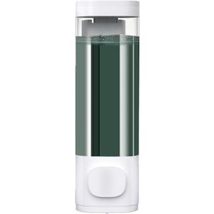 White Manual Bathroom Wall Mounted Soap Dispenser, 10oz/300ml Single Bathroom Shampoo and Conditioner Dispenser, Clear Plastic Refillable Liquid Lotion Pump Dispenser and Organizer