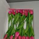 Pseutio 28pcs Hot Pink Flowers Artificial Tulip Stems Real Feel PU Tulips for Easter Spring Wreath Wedding Bouquet Centerpiece Floral Arrangement Cemetery Table Décor 13" Tall