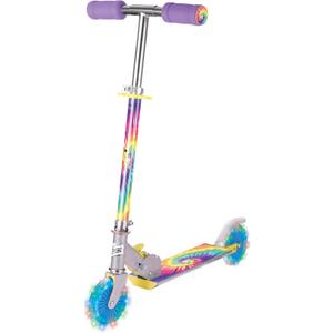 Ozbozz Tie Dye Foldable Scooter - Light UP Wheels - Ages 5 and up. Adjustable Handlebar Height 28.5" - 32.5"