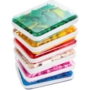 CoiiJoii Zippered Pouch Hard, Clear Zippered Hard Pouch, Stackable Storage Bins, Portable Clear Bin Zipper (White, Large-6pcs)