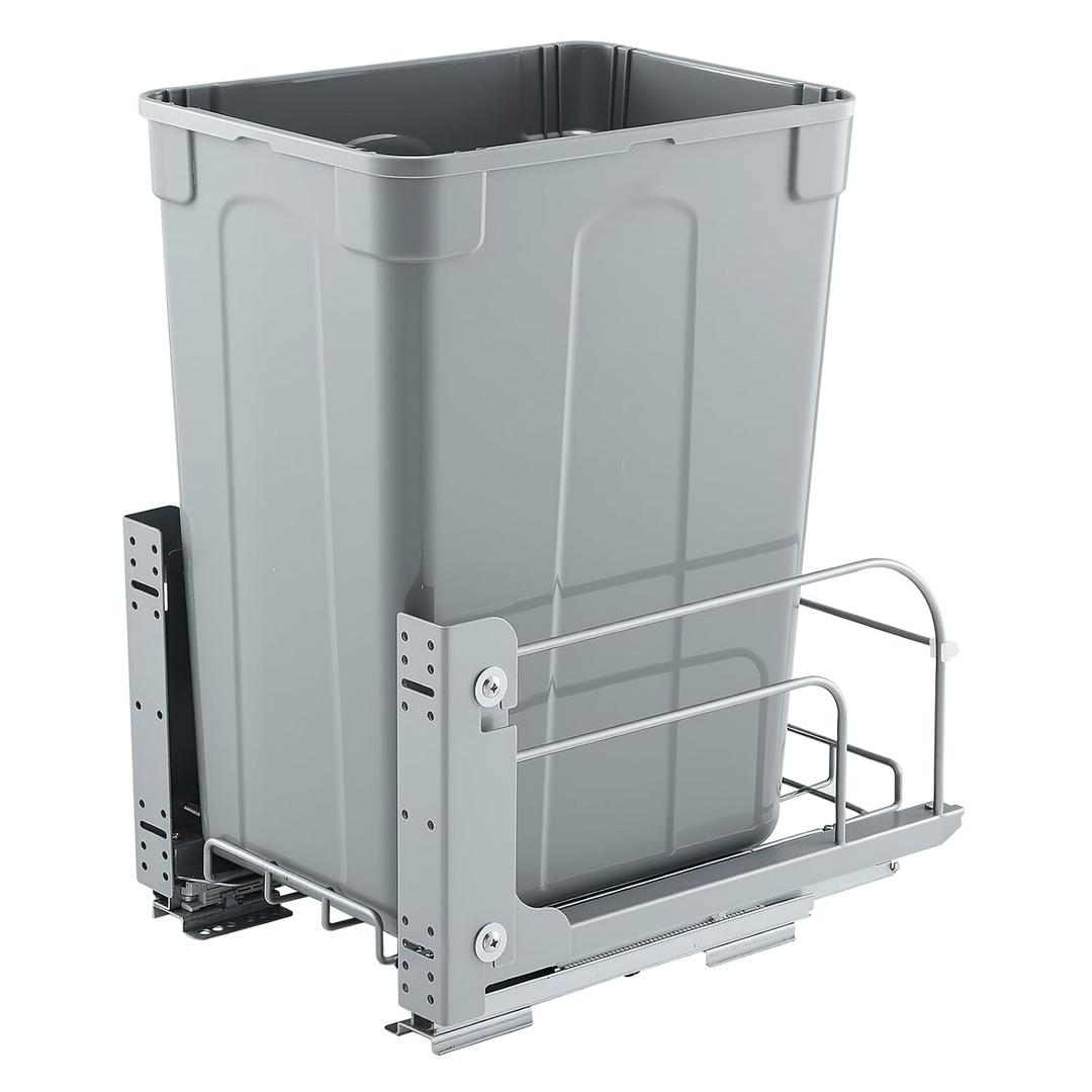 VEVOR Pullout Trash Can for Kitchen Cabinets, 35 QT Garbage Waste Recycling Bin, Under Mount Waste Container, with Heavy Duty Metal Soft Close Sliding System and Door Kit, for Sink, Under Counter