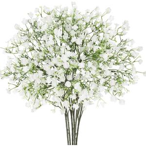 N&T NIETING 6Pcs Babys Breath Artificial Flowers,Real Touch Fake White Flowers Faux Flowers Bouquets for Vase Home Office Wedding Spring Winter Indoor Outdoor Centerpiece Table Decorations