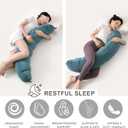 Peallow(Pat. Pend) Long Round Body Pillow for Adults, Bolster Pillow for Sleeping, Soft and Supportive Pillow for Sleeping & Lumbar Support (Slate Blue,47")