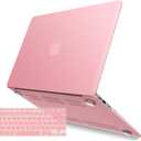 IBENZER Compatible with Old Version MacBook Air 13 Inch Case (2010-2017 Release). Models: A1466 / A1369, Plastic Hard Shell Case with Keyboard Cover for Mac Air 13, Pink, A13PK+1A