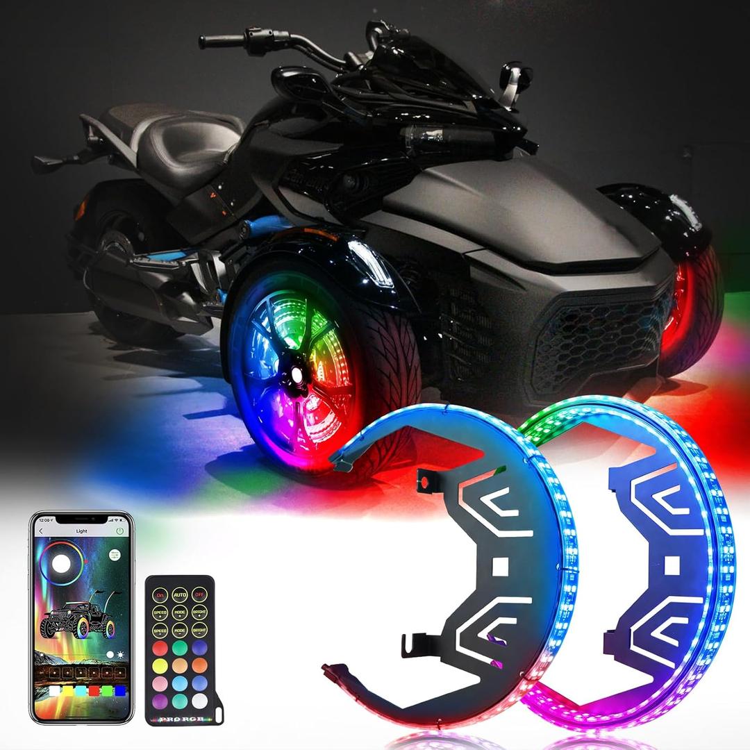 Wheel Ring Lights fit for Can-Am Spyder RT F3 Spyder Limited Chasing Color LED Wheel Lights with Bluetooth and Remote