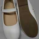 PANDANINJIA Sarena Girls Dress Shoes Rhinestone Flower Girl Ballerina Ballet Flats Mary Jane Wedding Party School Shoes for Toddler Little Kid Big Kid (White Pu, 2 M US Little Kid)